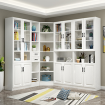 简约现代转角书柜书架组合储物柜置物架客厅防尘玻璃门书橱储物柜