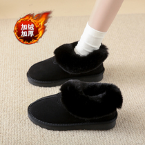 老北京布鞋女加绒棉鞋冬季一脚蹬外穿防滑孕妇鞋子保暖妈妈雪地靴