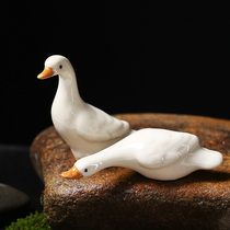 创意陶瓷仿真小鸭子摆件小白鸭玄关庭院盆栽流水鱼缸装饰水景造景