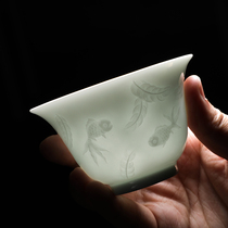 观复博物馆影青功夫茶具套装 景德镇陶瓷茶杯 家用盖碗品茗杯茶具