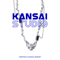 KANSAI黑宝石猫头拼接项链冷淡风小众设计高级感酷潮毛衣链女饰品