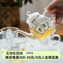 日本进口芬兰姆明moomin无铅玻璃耐热茶壶茶杯杯子泡茶日式女水杯