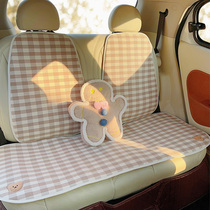 汽车坐垫夏季女士后排通用亚麻可爱卡通透气座椅垫套四季车载座垫