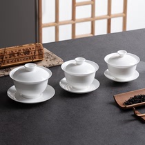 潮州骨瓷薄胎岩茶盖碗功夫茶具三才超薄泡茶碗凤凰茶专用中式茶碗