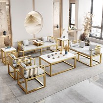 现代简约铁艺办公沙发茶桌椅组合岩板小茶几新中式客厅功夫泡茶台