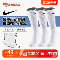 天朗足球Nike耐克休闲透气训练袜中筒袜（3双装）短袜SX7664-100