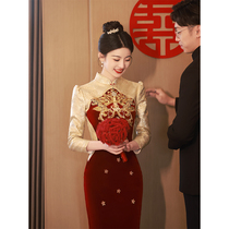 新中式旗袍订婚礼服女平时可穿衣服敬酒服2024新款新娘秀禾服婚服