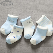 婴儿袜子秋冬季纯棉加厚加绒保暖新初生儿宝宝冬天款袜子0-3月1岁