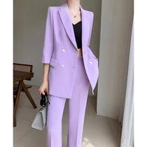 紫色西装套装女高级感夏季薄款职业装气质女神范高端休闲西服外套