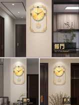 定制中式挂钟客厅家用中国风黄铜时尚现代2023新款石英钟创意轻奢