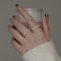 14K包金2mm天然淡水珍珠戒指女小众设计高级感叠戴轻奢食指戒尾戒