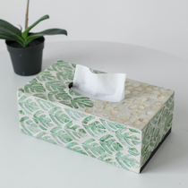 ins风轻奢天然贝壳装饰纸巾盒客厅茶几摆件收纳盒家用创意抽纸盒