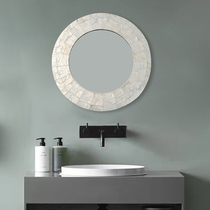 复古贝壳浴室镜创意壁镜卫生间化妆镜挂墙镜法式高级卫浴梳妆镜子