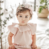 KIDSCLARA韩国女宝宝连体衣夏季薄款公主粉色3-24个月婴儿包屁衣