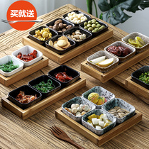 日式餐具坚果盒木质托盘陶瓷冬天围炉煮茶点心盘新中式拼盘水果盘