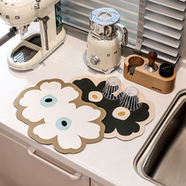 芬兰设计师款厨房沥水垫免洗软硅藻泥吸水碗垫吧台杯垫洗手台垫子