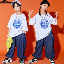 儿童街舞套装夏季原宿风hiphop舞蹈服装男童嘻哈演出服女童表演服