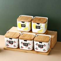 日式陶瓷调味瓶套装创意翻盖盐罐收纳调料罐子家用调料盒厨房用品