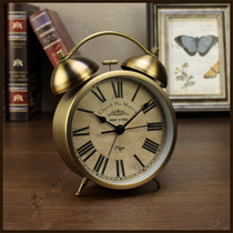 闹钟床头静音时钟客厅台式复古美式钟表摆件家用闹铃学生桌面座钟
