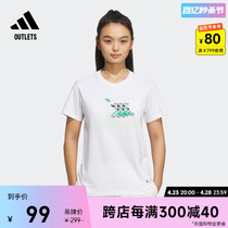 休闲上衣圆领短袖T恤女装夏季adidas阿迪达斯官方outlets轻运动