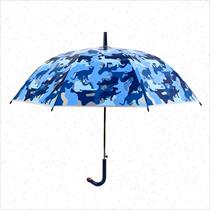 出口日本外贸原单猫爪长柄成人蓝色迷彩半自动男生POE透明雨伞