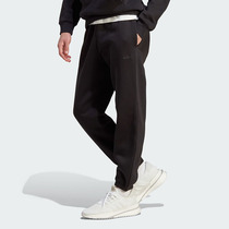 adidas阿迪达斯保暖加绒裤子男子黑色针织长裤宽松运动裤IB4048