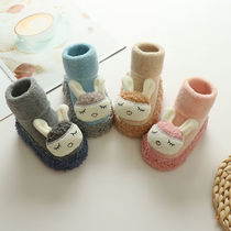 春秋冬季0新生婴儿童地板袜子3纯棉男女宝宝6个月防滑学步鞋袜1岁