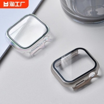 适用于applewatch苹果手表s9钢化膜保护壳一体式iwatchs8保护套se/7/6/5/4/3代套装超薄40/44/41/45夏星光