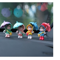 可爱卡通桌面撑雨伞人物小摆件创意办公室治愈装饰品微景观猫咪