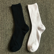 10双29元优家男女士双针袜子纯色黑白中筒袜学院风长袜潮袜百搭