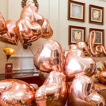 18寸玫瑰金香槟金爱心五角星铝膜气球创意婚庆生日派对装饰亮片球