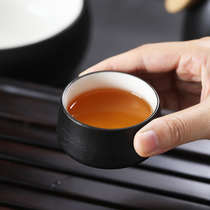 黑陶釉墨染功夫茶杯陶瓷纯色主人杯家用茶具茶盏纯色品茗杯中式杯