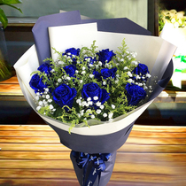 蓝色妖姬蓝玫瑰鲜花礼盒99朵生日送花纪念日送女友广州情人节订花