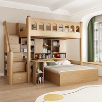 实木交错式上下床儿童书桌衣柜一体高低床小户型子母床上下铺木床