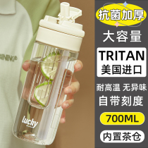 tritan吸管水杯2024新款女夏天大容量耐高温杯子学生泡茶分离杯男