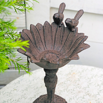 户外摆件铁艺喂鸟器铸铁花盆花器复古花园装饰品庭院布置阳台烛台
