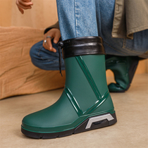 雨鞋男款冬季加绒保暖防水短雨靴短筒耐磨胶鞋厨房工作防滑棉水鞋