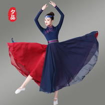 新款蒙古舞蹈演出服装女成人艺考表演服装大摆裙练功服连衣裙鸿雁