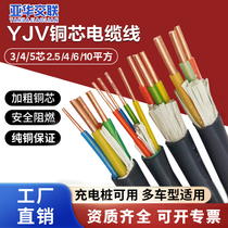 国标铜芯YJV电缆线2 3 4 5芯2.5/4/6/10平方充电桩三相四阻燃电线