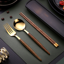 食品级不锈钢便携餐具筷子勺子套装学生上班族筷子勺子叉子三件套