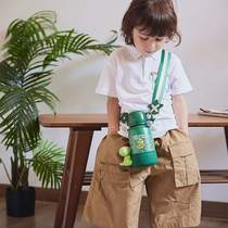 日本熊本士儿童保温杯316L食品级水壶带吸管男女学生幼儿园水杯子