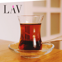 进口土耳其红茶杯赠礼LAV玻璃咖啡杯热饮杯配碟经典郁金香花茶杯