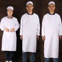 食堂反穿罩衣纯白色长袖围裙棉布厨师工作服夏天薄款透气面店小吃