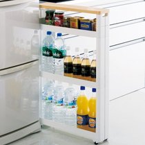 日本进口缝隙收纳架厨房置物架冰箱夹缝车可移动多层落地超窄柜
