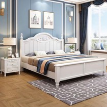 深圳 美式实木床 1.2米1.5米 双人 白色公主床 北欧实木板床 床架