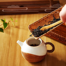 中式手工大漆竹编竹制品鉴赏茶荷茶则茶巾托茶匙茶道功夫配件茶具