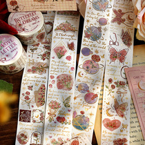 星河玫瑰之诗烫金和纸胶带手帐贴纸复古英文文字装饰素材手账胶卷