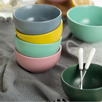 外贸彩色陶瓷碗家用创意饭碗面碗中号个性哑光色磨砂北欧餐具套装
