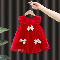 0-3岁女宝宝夏季公主裙1小女童连衣裙2婴儿周岁生日礼服红色裙子