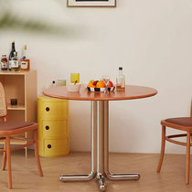 实木餐桌圆形北欧中古饭桌家用网红白蜡木餐桌现代简约小户型圆桌